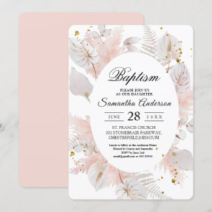 Convite Moldura Floral Rosa e Douradas do Pastel