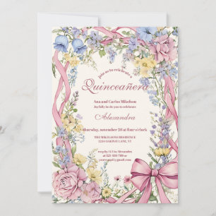 Convite Moldura floral vintage Quinceañera