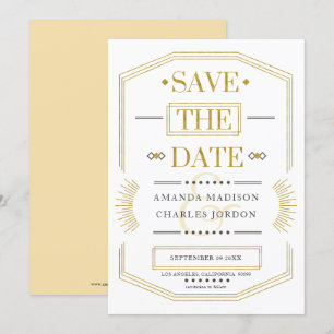 Convite Moldura geométrica Art-deco para salvar a data