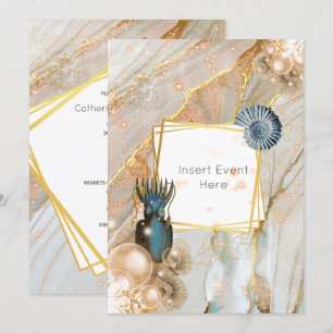 Convite Moldura geométrica de ouro de esquadrão com casc