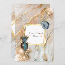Convite Moldura geométrica de ouro de esquadrão com casca
