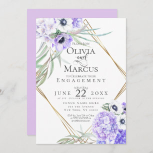 Convite Moldura Geométrica Floral Anemone Violet