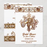 Moldura híndi do elefante indiano henna lotus