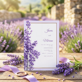 Convite Moldura Lilás Pastel Dourado Romântico Lavanda