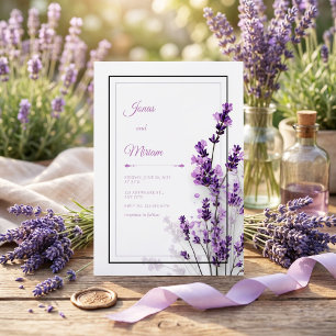 Convite Moldura Moderno Roxo Lavanda Preto Roxo Casamento