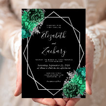 Moldura Prateada Floral Verde Esmeralda Casamento 