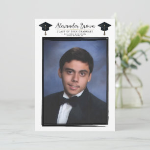 Convite Moldura Preta de Foto Moderna com Capelo de Format