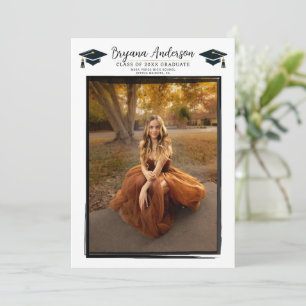 Convite Moldura Preta de Foto Moderna Tendência na Festa d