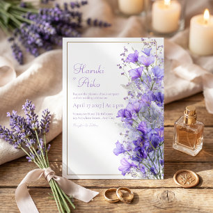 Convite Moldura Romântica de Linha Dourada com Flor Silves