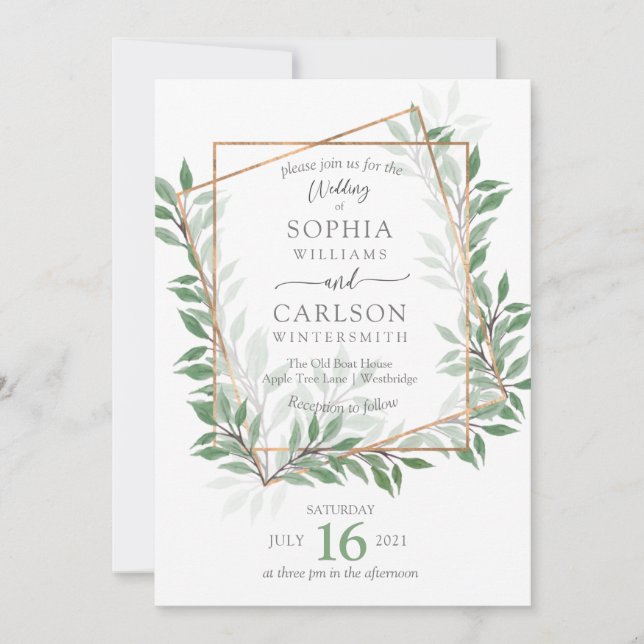 Convite Moldura russa de Summer Greenery, (Frente)