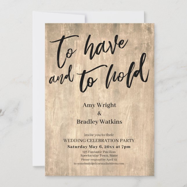 Convite Moldura Rústica em Madeira Para Ter e Para Segurar (Frente)