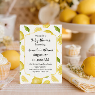Convite Moldura Vintage Amarelo Limão Mimoso Baby Shower