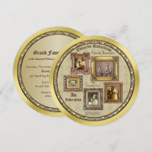 Convite Molduras Antigas de Fotos de Reunião de Família Co