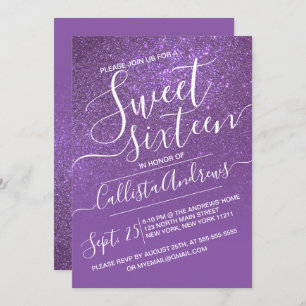 Convite Mole Glitter Violeta Roxa Doce 16