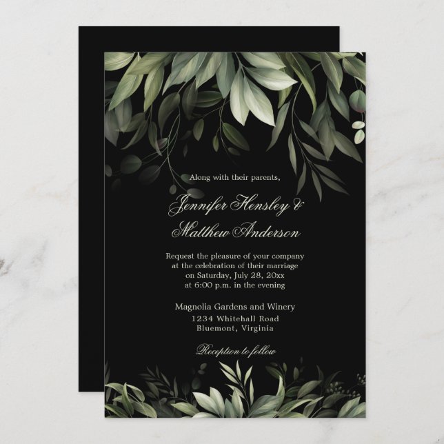 Convite Molereca Elegante em Fundo Negro (Frente/Verso)