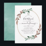 Convite Molereca russa Cinza de inverno Bat Mitzvah<br><div class="desc">Watercolor deixa o convite do morcego mitzvah de inverno com tipografia elegante.</div>