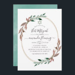 Convite Molereca russa Cinza de inverno Bat Mitzvah<br><div class="desc">Watercolor deixa o convite do morcego mitzvah de inverno com tipografia elegante.</div>