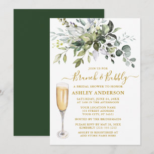 Convite Molho Botânico de Aquarela Brunch Dourado
