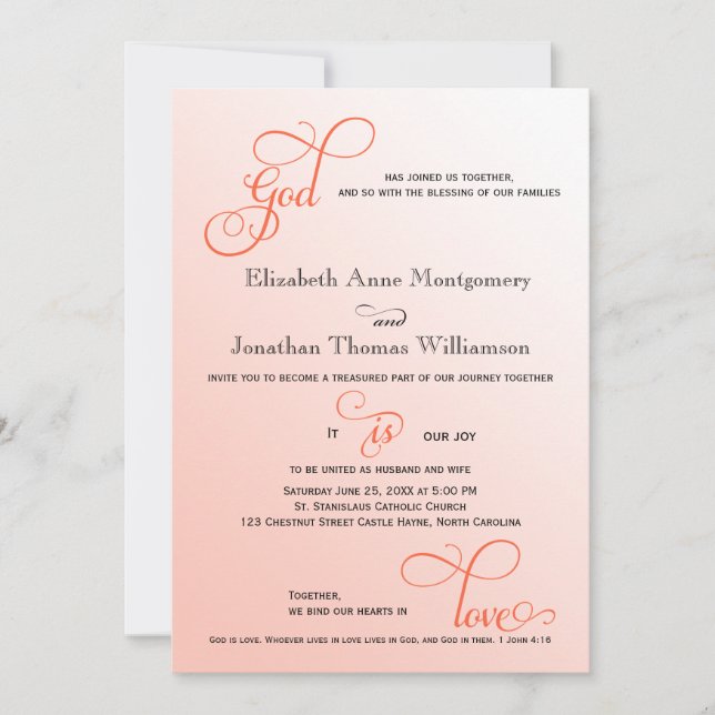 Convite Molho de Melão Deus é Casamento Cristão de Amor (Frente)