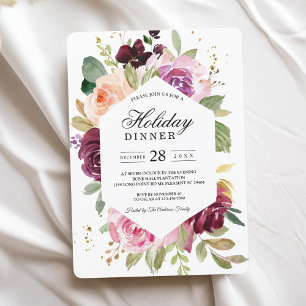 Convite Molody & Rustic Burgundy Watercolor Frame Floral