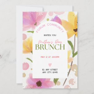 Convite Molusco floral cor-de-rosa-d'água Brunch