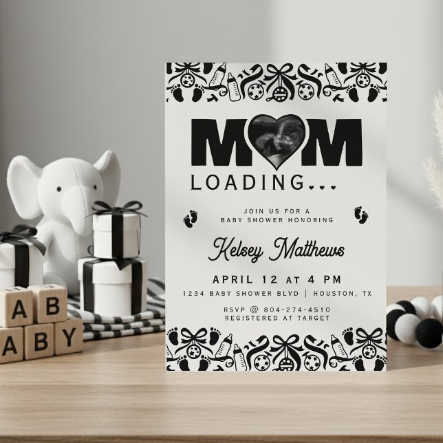 Convite Mom Loading Ultrasound Photo Baby Shower (Mom Loading Ultrasound Photo Baby Shower Invitation
)