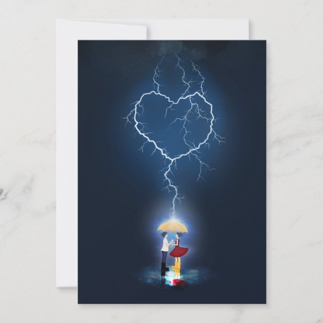 Convite Momento Romântico "Lovainck" sob um guarda-chuva (Frente)