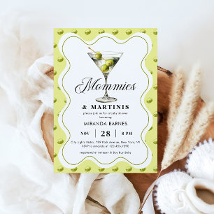 Convite Mommies & Martinis Olive Martini Chá de fraldas de