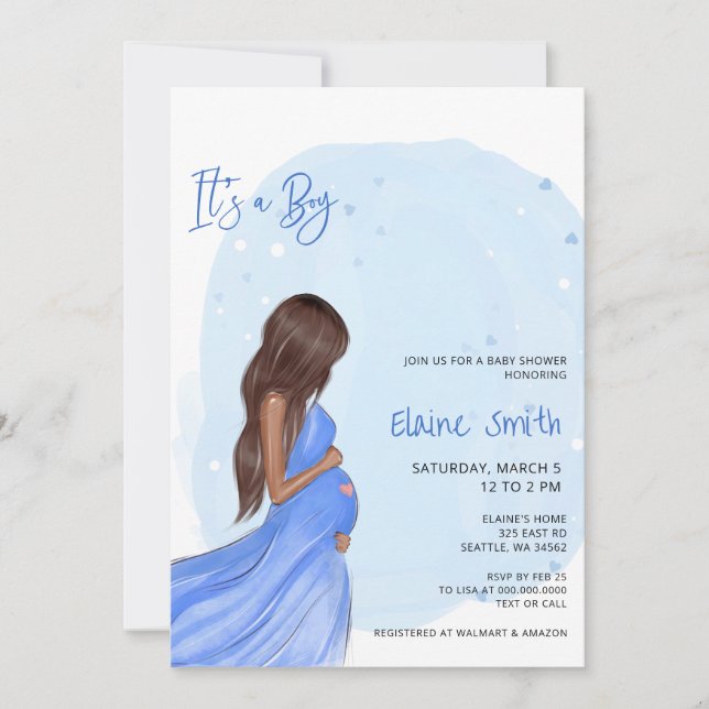 Convite Mommy to Be Blue Its a Boy Baby Shower Invitation (Frente)