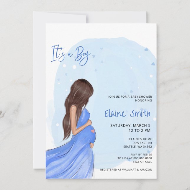 Convite Mommy to Be Blue Its a Boy Baby Shower Invitation (Frente)