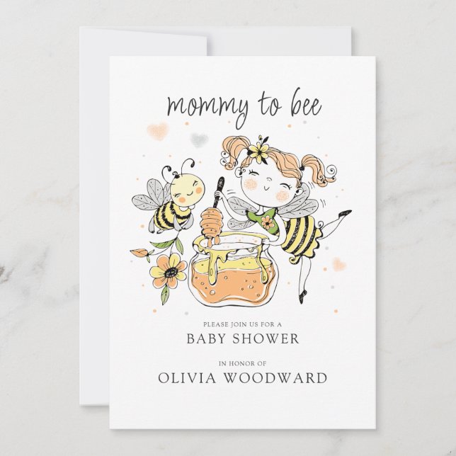 Convite Mommy To Bee Baby Shower  (Frente)