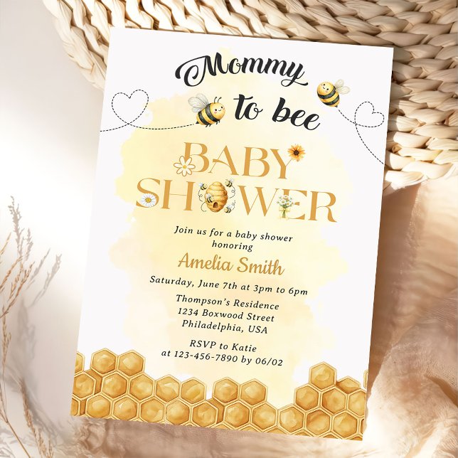 Convite Mommy To Bee Baby Shower Invitation (Criador carregado)
