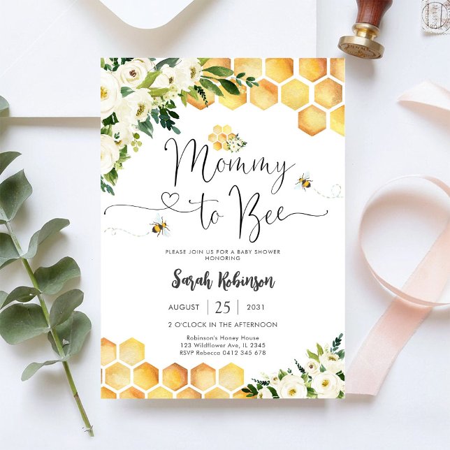Convite Mommy to Bee Baby Shower Invitation (Criador carregado)