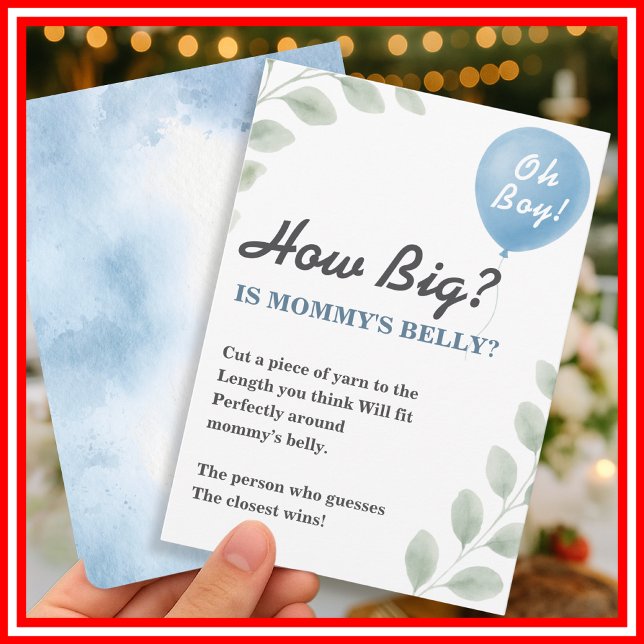 Convite Mommys Belly Chá de fraldas Game Balão Eucalyptus (Criador carregado)