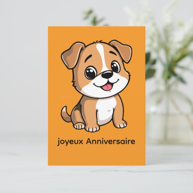 Convite Mon Meilleur Ami Chiot - Invitation Anniversaire (Em pé/Frente)