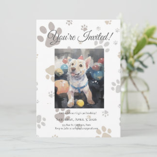 Convite Mon Toutou French Inspired Dog Birthday Invitation