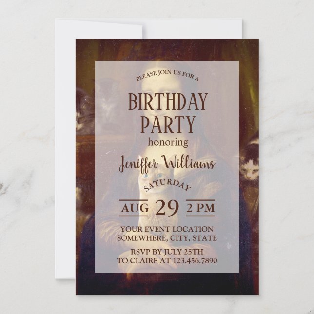 Convite Mona Lisa e seu gato (Frente)