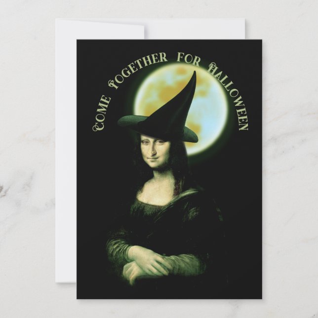 Convite Mona Lisa Halloween Witch (Frente)