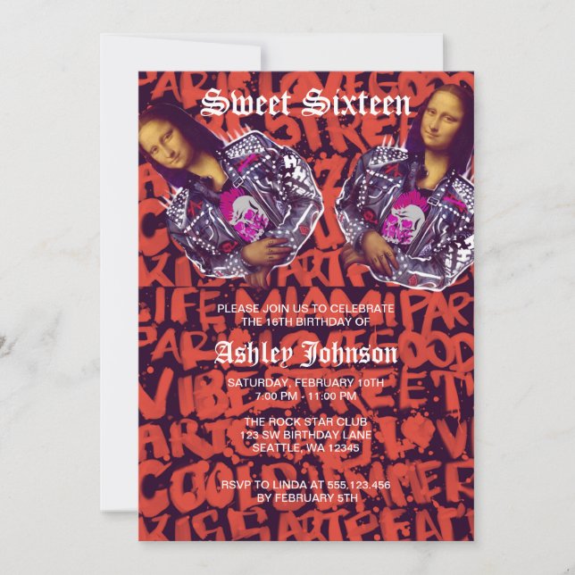 Convite Mona Lisa Punk Art                                 (Frente)