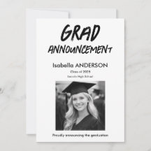 MondernBlack and White Graduation Announcement