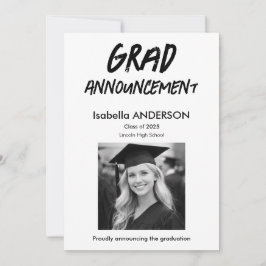 Convite MondernBlack and White Graduation Announcement