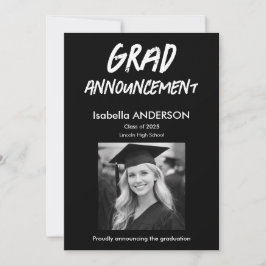 Convite MondernBlack and White Graduation Announcement