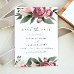 Convite MONET - Jardim Floral Rosa Dusty Salve a Data<br><div class="desc">Esta opção salva a data apresenta florais cor d'água poeirentos cor-de-rosa e uma fonte elegante de script. Esta é a data perfeita para o seu casamento boêmico,  primavera ou jardim.</div>