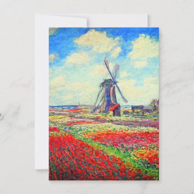 Convite Monet Tulips Windmill (Frente)