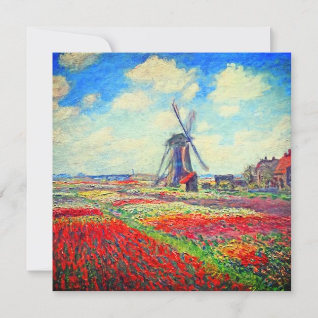 Convite Monet Tulips Windmill (Frente)