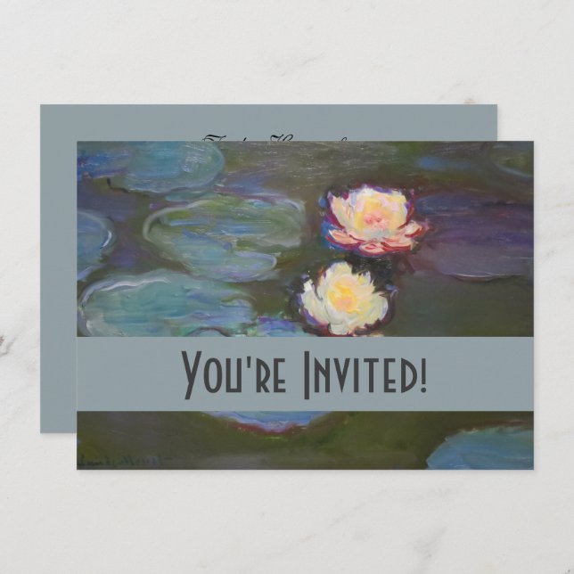 Convite Monet Water Lily Lily Pond Waterlily Painting (Frente/Verso)