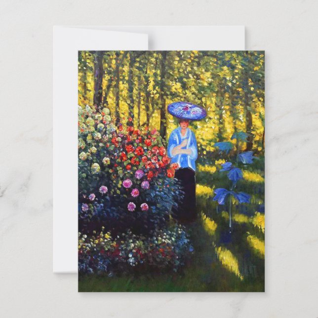 Convite Monet Woman com Parasol no Jardim (Frente)