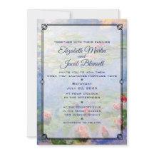 Monet's Water Lily Art Wedding Invitation