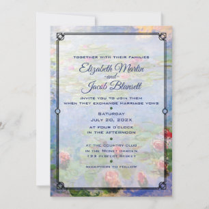 Convite Monet's Water Lily Art Wedding Invitation