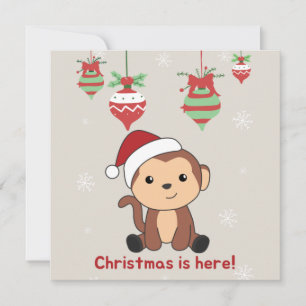 Convite Monkey Christmas Snow Winter Animals Monkeys Invit